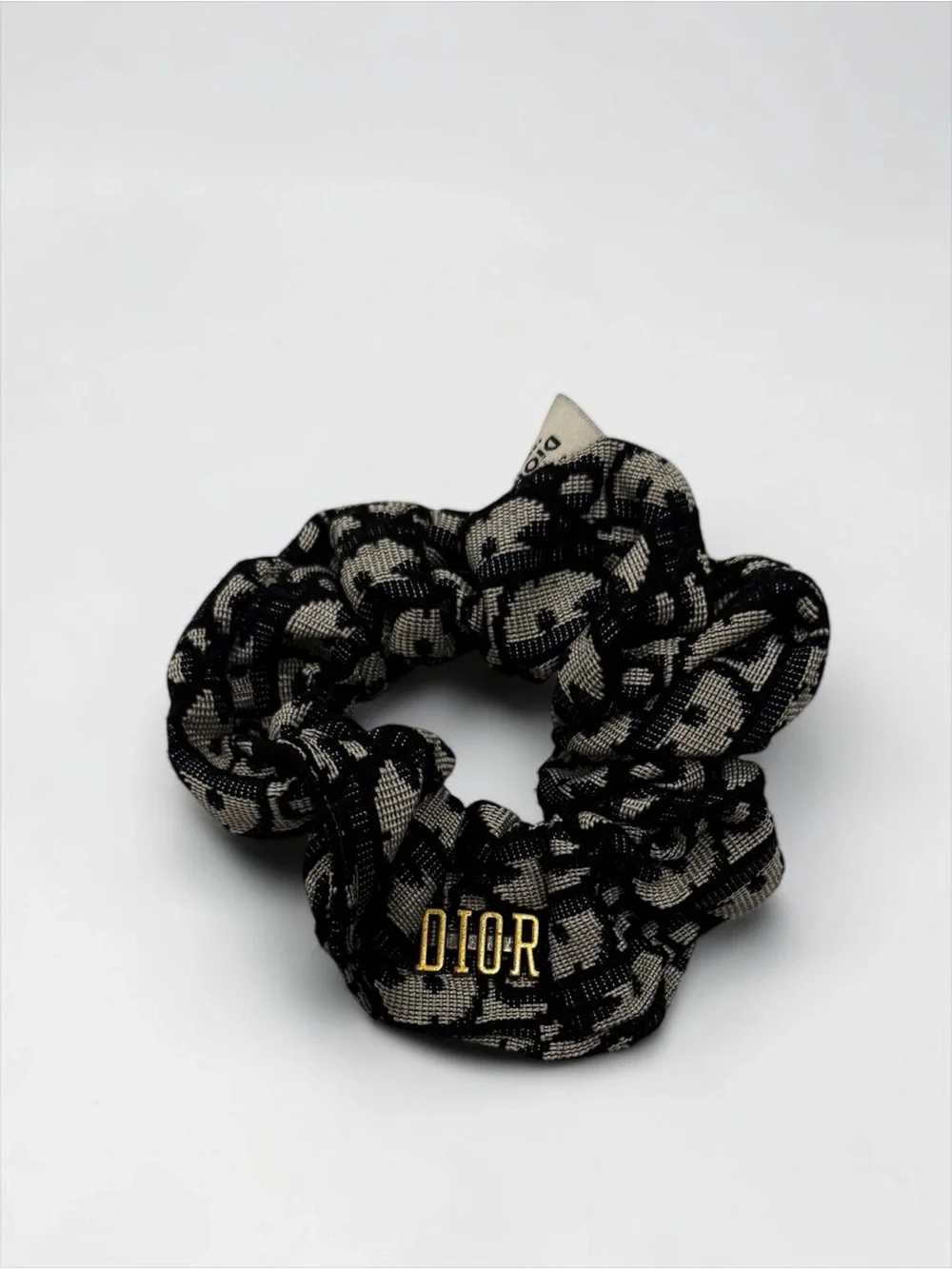 Upcycled Dior fabric Logo Scrunchie
